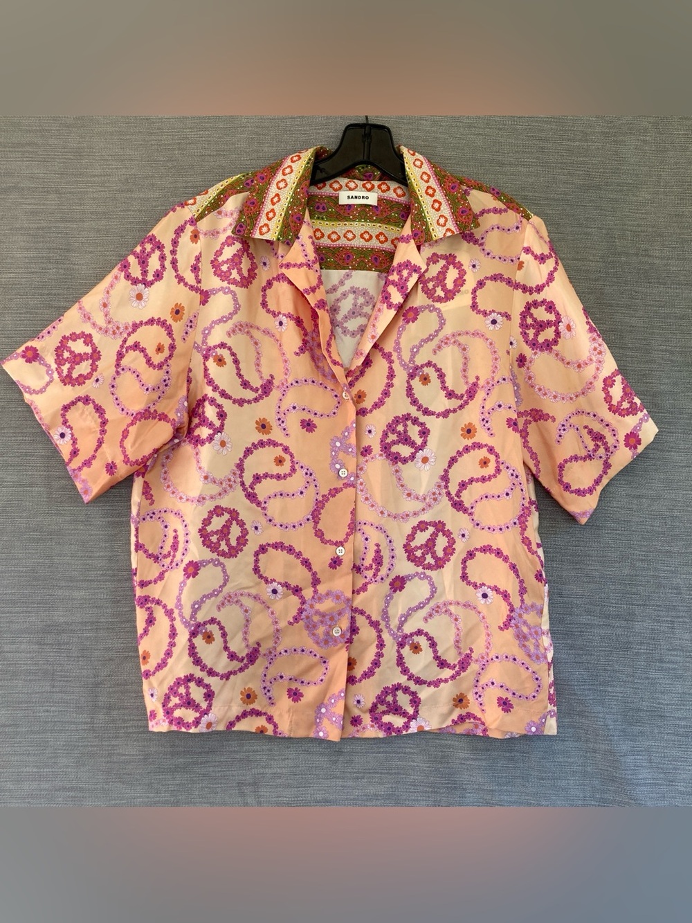 NWT Sandro Bowling Shirt Floral Silk
